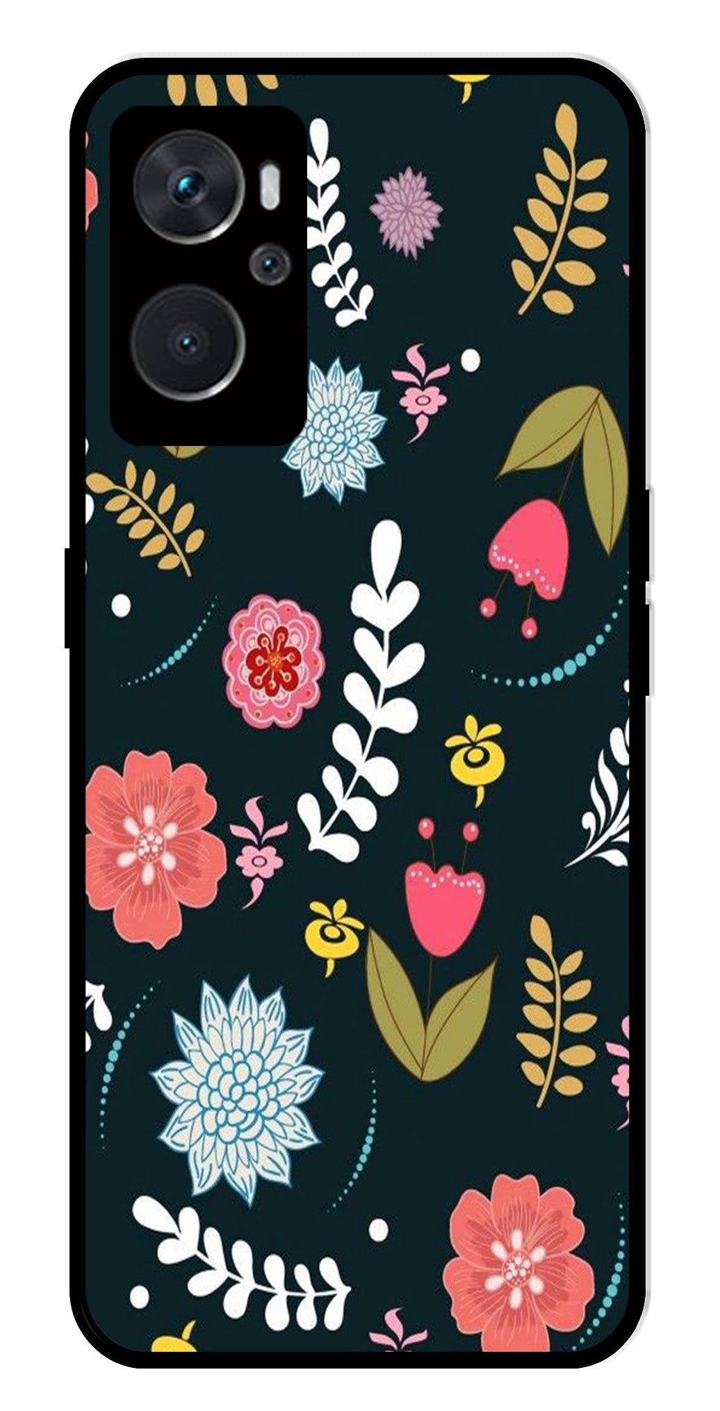 Floral Pattern2 Metal Mobile Case for Oppo K10 4G   (Design No -12)