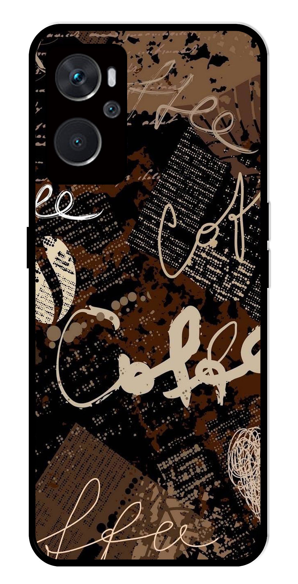 Coffee Pattern Metal Mobile Case for Oppo K10 4G   (Design No -37)