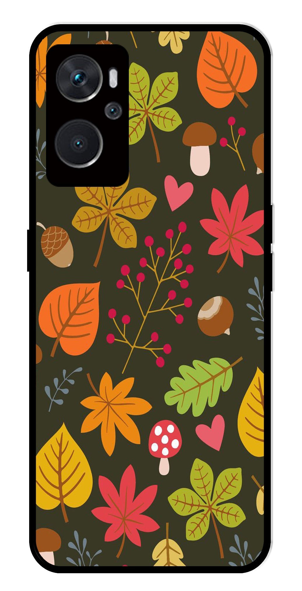 Leaves Design Metal Mobile Case for Oppo K10 4G   (Design No -51)