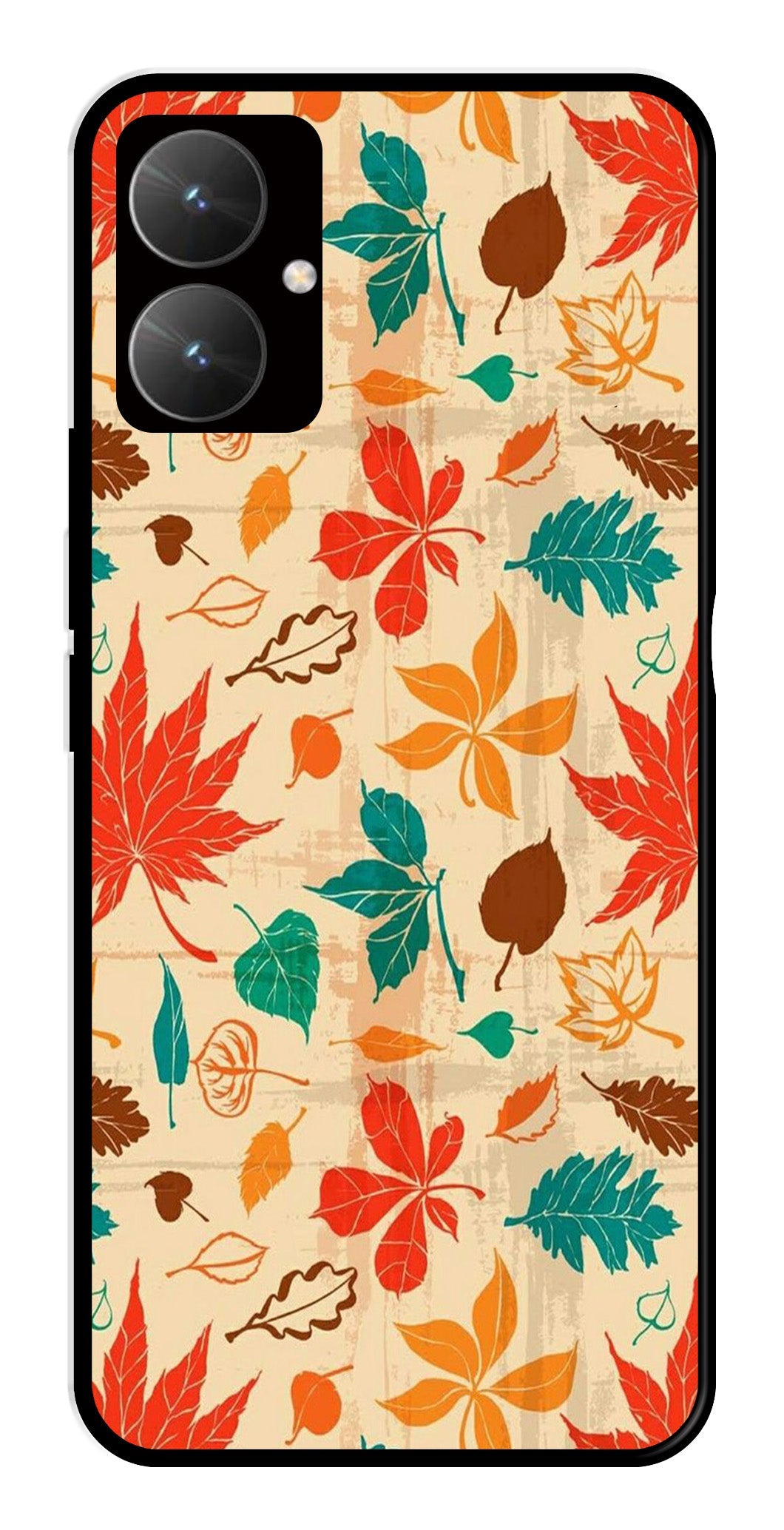 Leafs Design Metal Mobile Case for Poco M6 5G   (Design No -14)