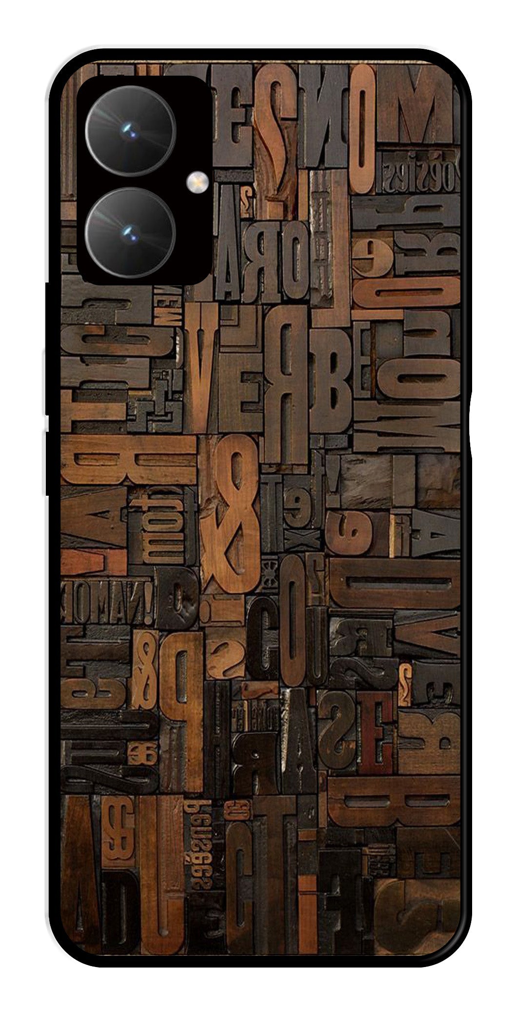 Alphabets Metal Mobile Case for Poco M6 5G   (Design No -32)