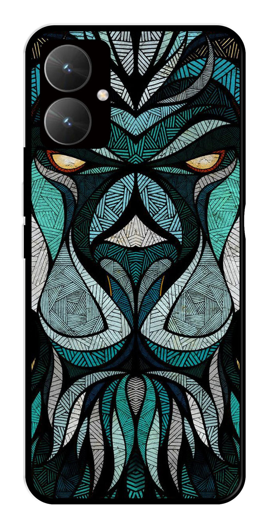 Lion Pattern Metal Mobile Case for Poco M6 5G   (Design No -40)