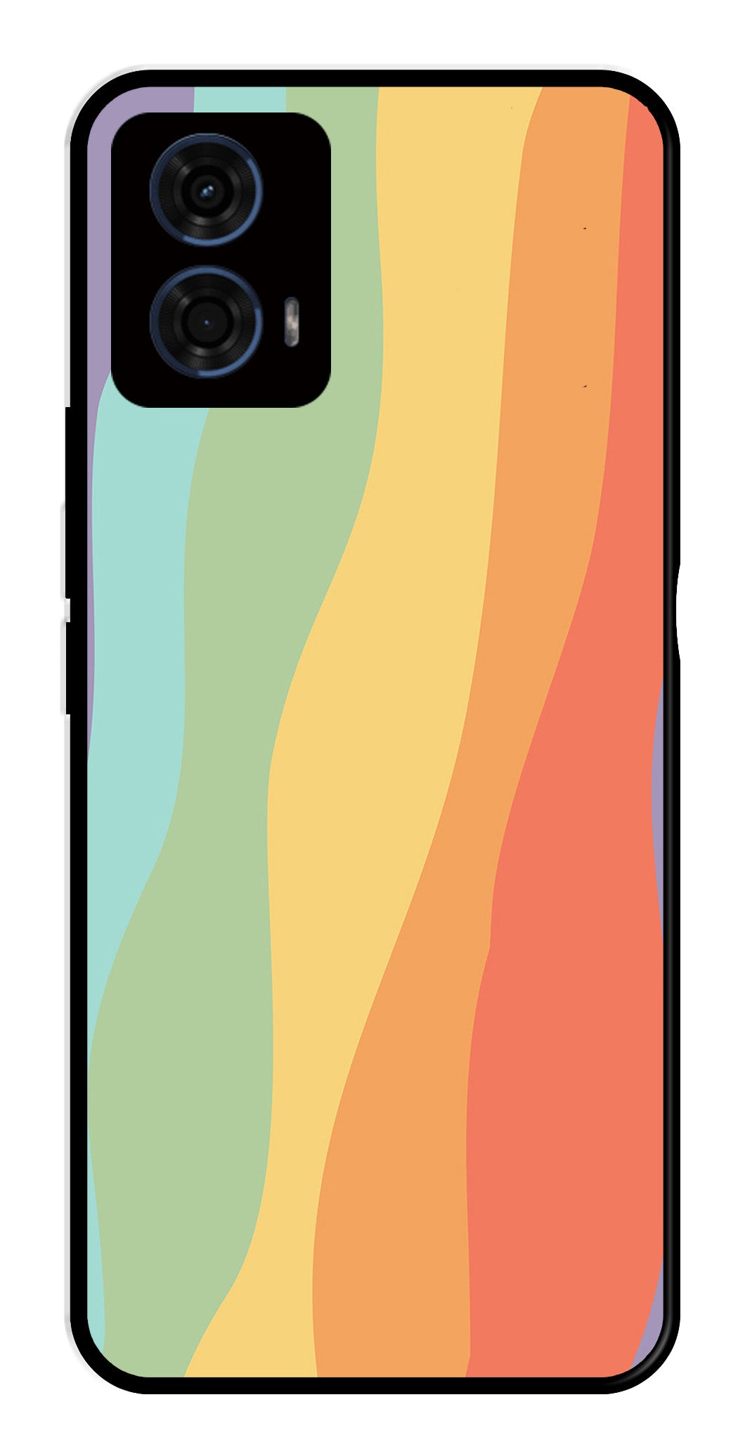 Muted Rainbow Metal Mobile Case for Moto G24 Power   (Design No -02)