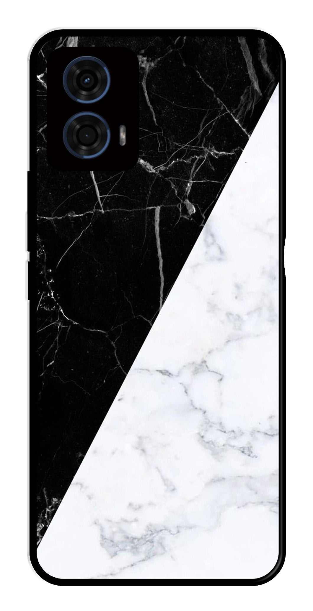 Black White Marble Design Metal Mobile Case for Moto G24 Power   (Design No -09)