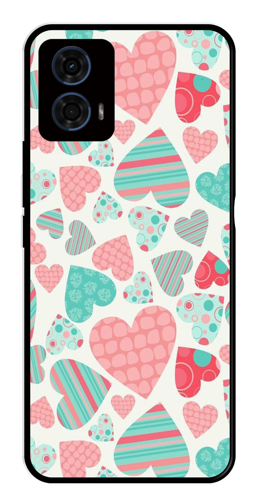 Hearts Pattern Metal Mobile Case for Moto G24   (Design No -22)