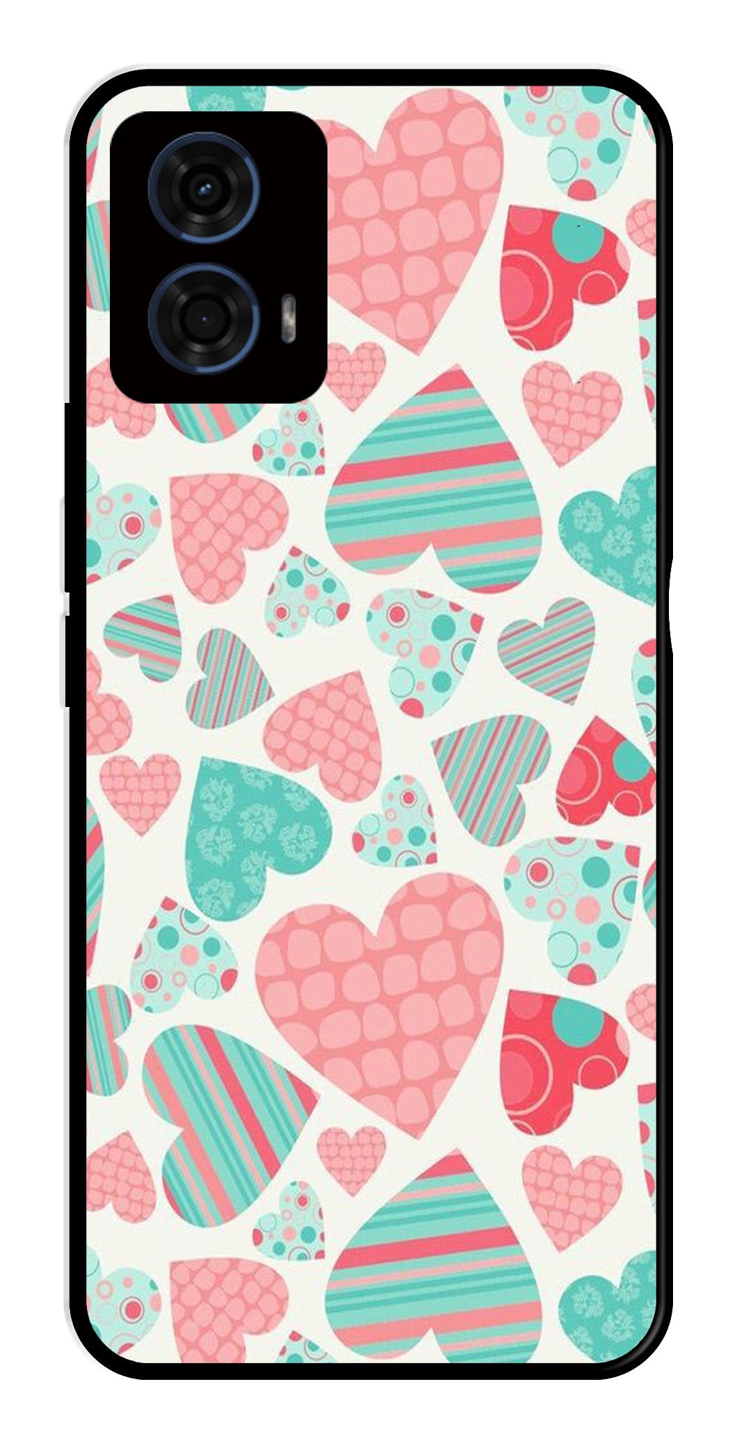 Hearts Pattern Metal Mobile Case for Moto G24 Power   (Design No -22)