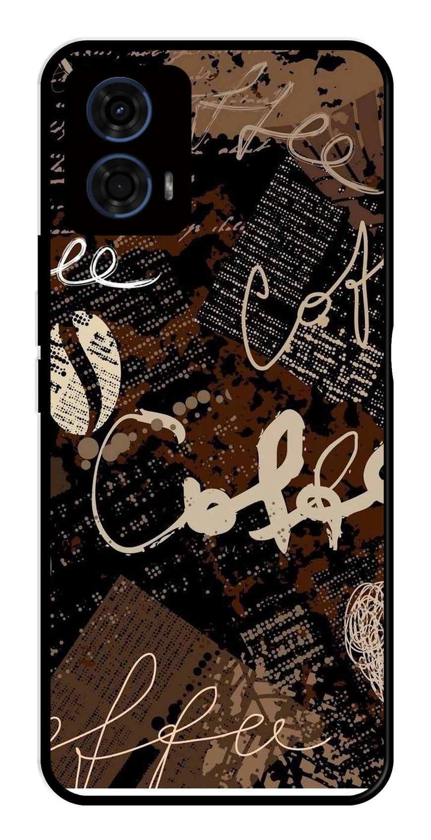 Coffee Pattern Metal Mobile Case for Moto G24 Power   (Design No -37)