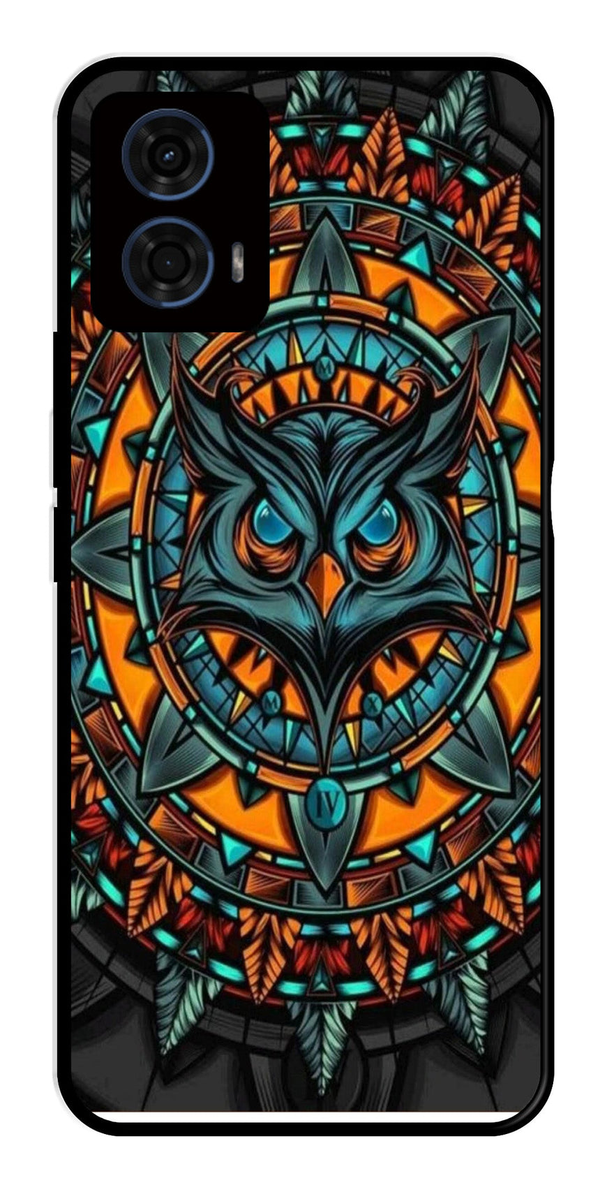 Owl Pattern Metal Mobile Case for Moto G24 Power   (Design No -42)