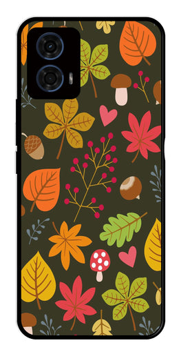 Leaves Design Metal Mobile Case for Moto G24   (Design No -51)