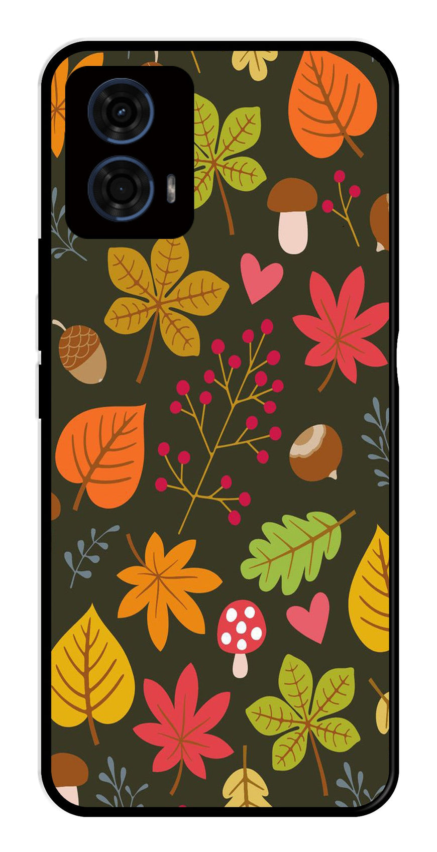 Leaves Design Metal Mobile Case for Moto G24 Pro   (Design No -51)