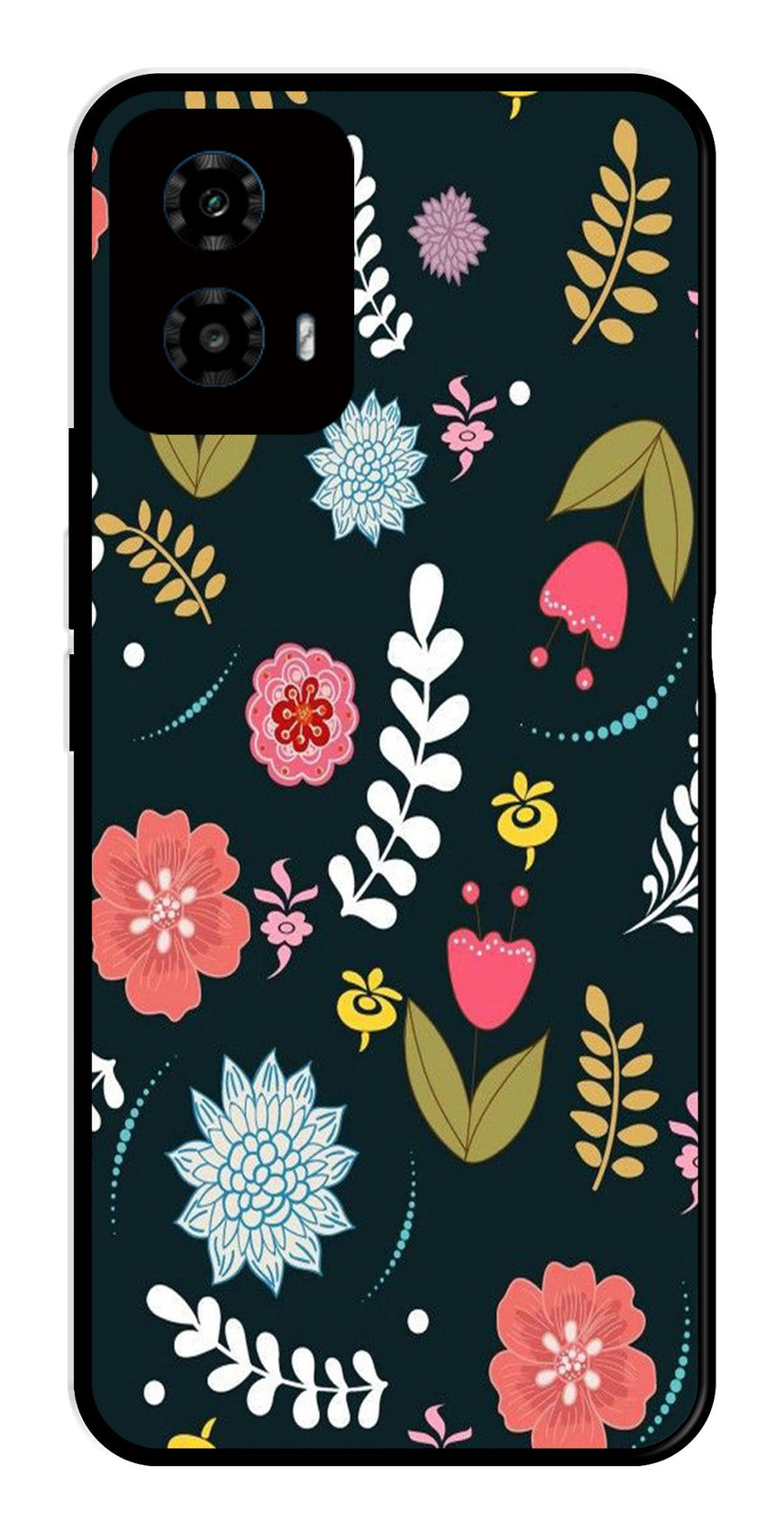 Floral Pattern2 Metal Mobile Case for Moto G34   (Design No -12)