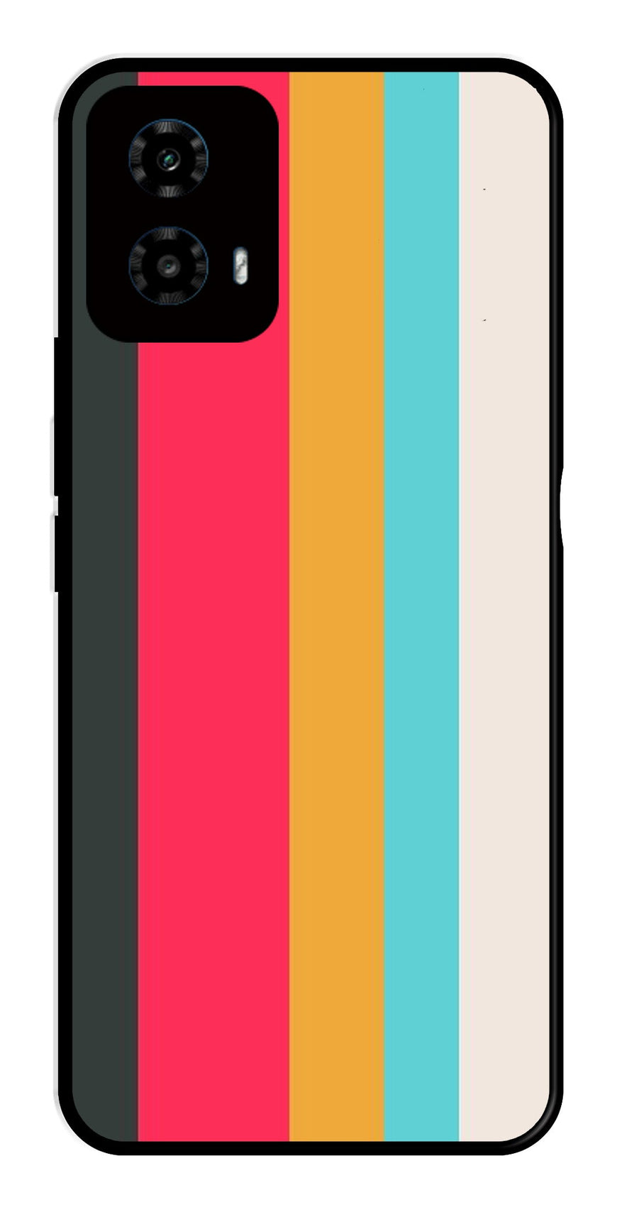 Muted Rainbow Metal Mobile Case for Moto G34   (Design No -31)