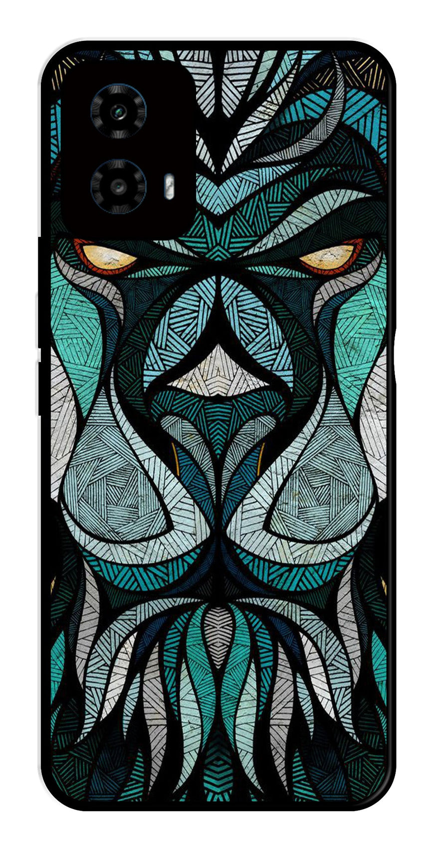 Lion Pattern Metal Mobile Case for Moto G34   (Design No -40)