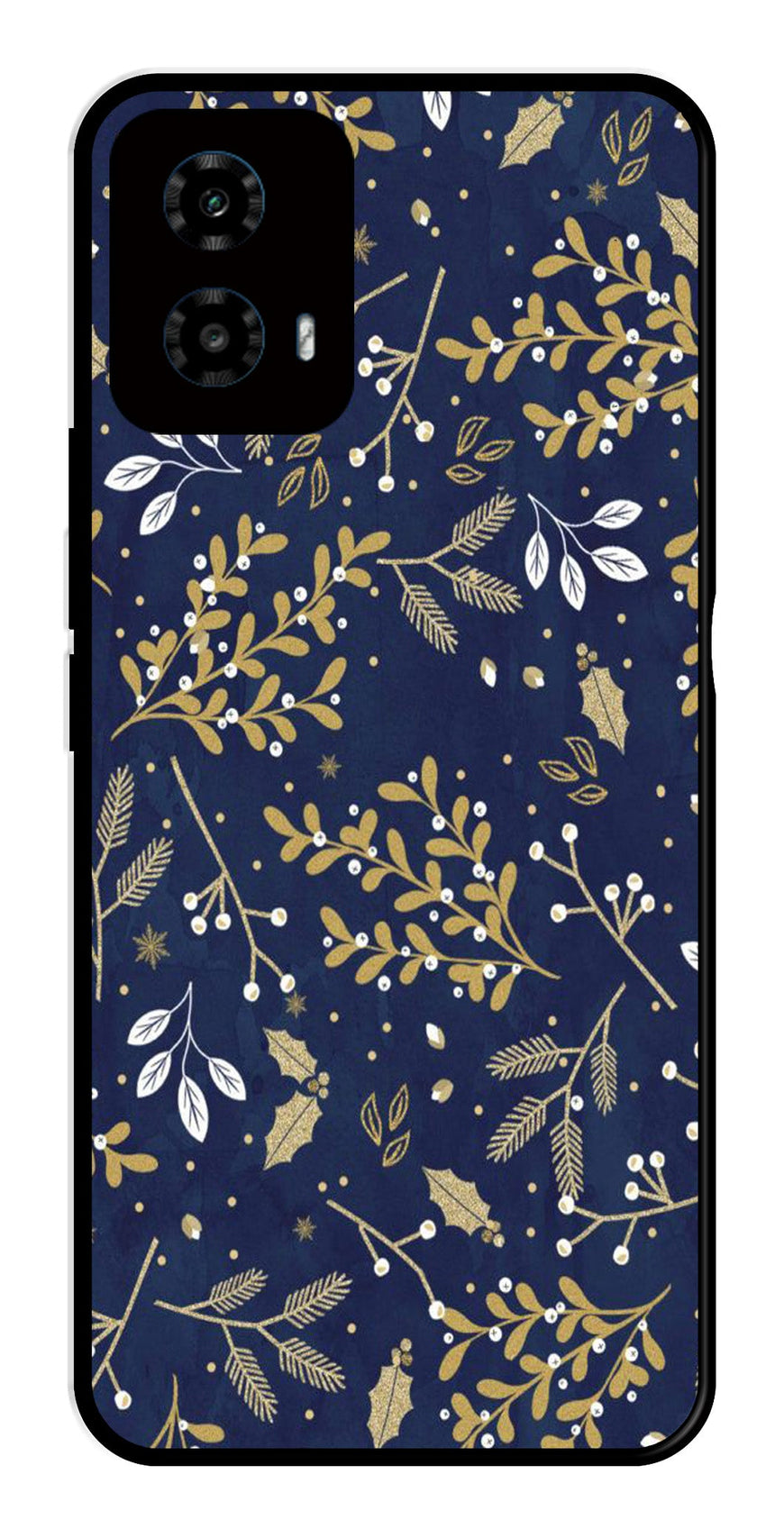 Floral Pattern  Metal Mobile Case for Moto G34   (Design No -52)