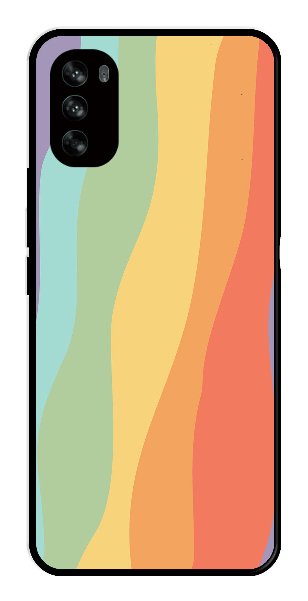 Muted Rainbow Metal Mobile Case for Moto G62   (Design No -02)