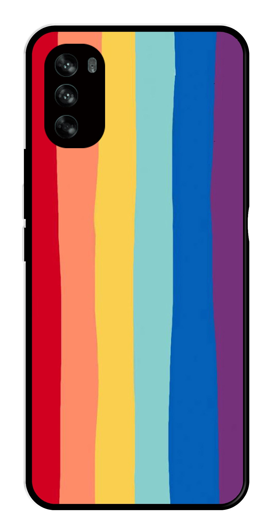 Rainbow MultiColor Metal Mobile Case for Moto G62   (Design No -03)