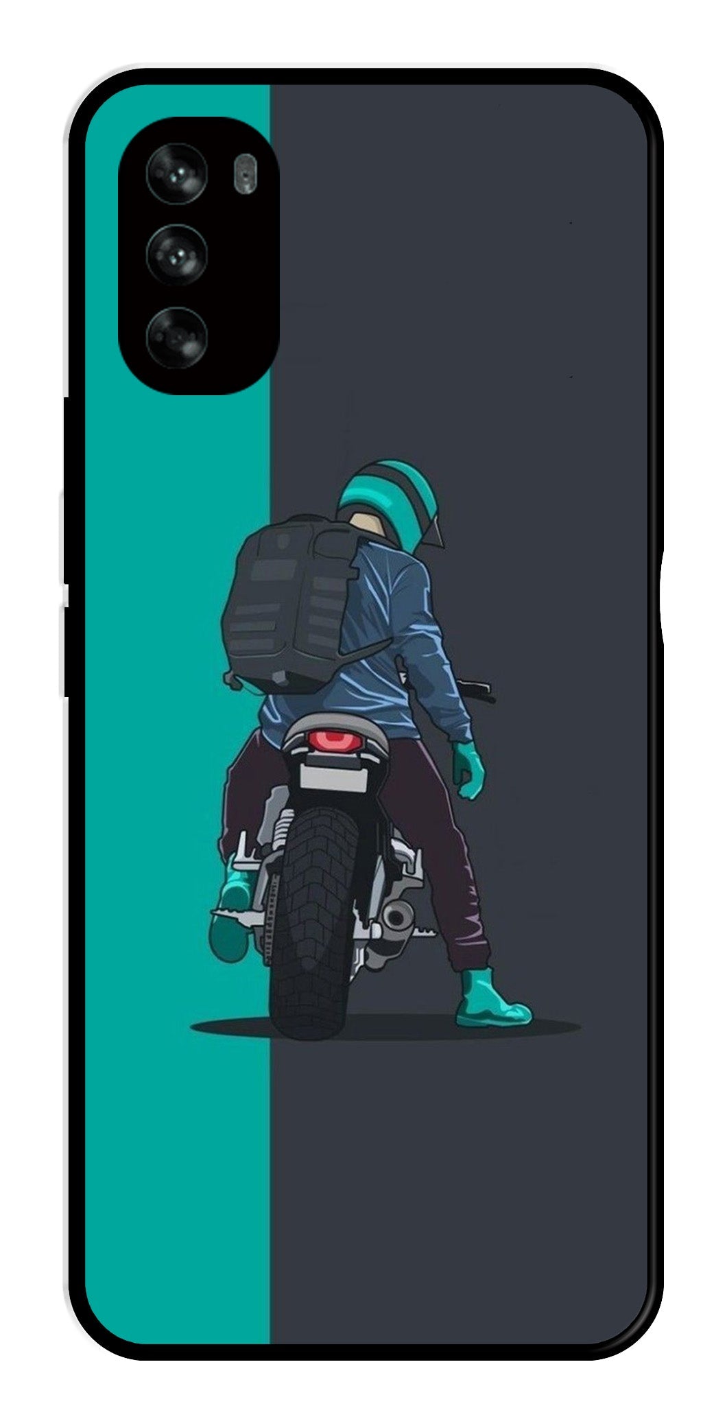 Bike Lover Metal Mobile Case for Moto G62   (Design No -05)