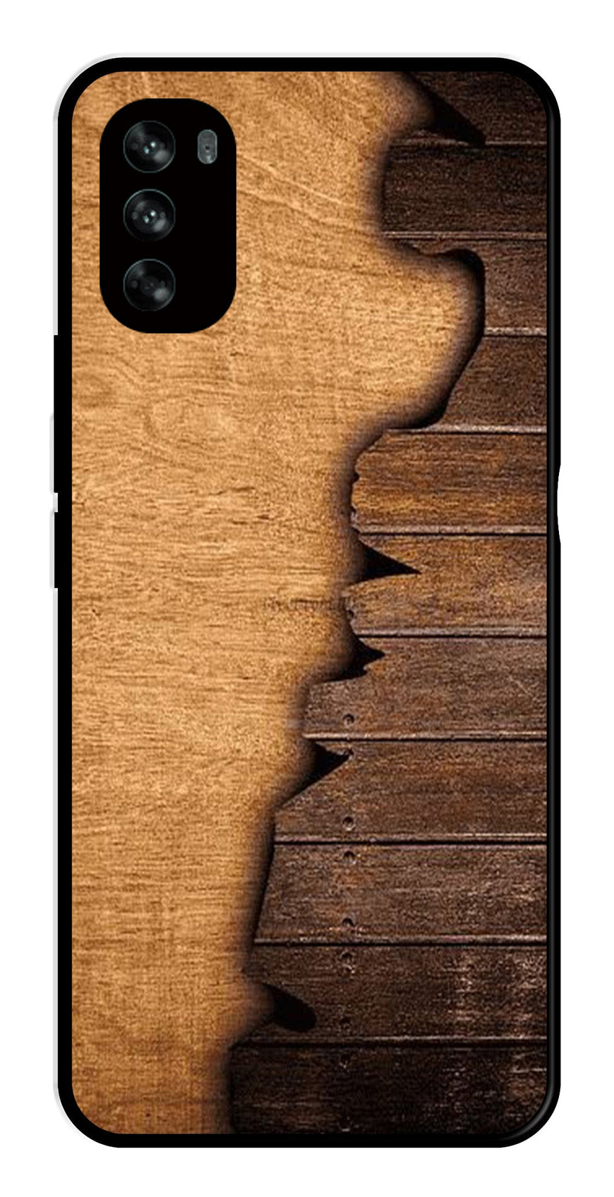 Wooden Design Metal Mobile Case for Moto G62   (Design No -13)