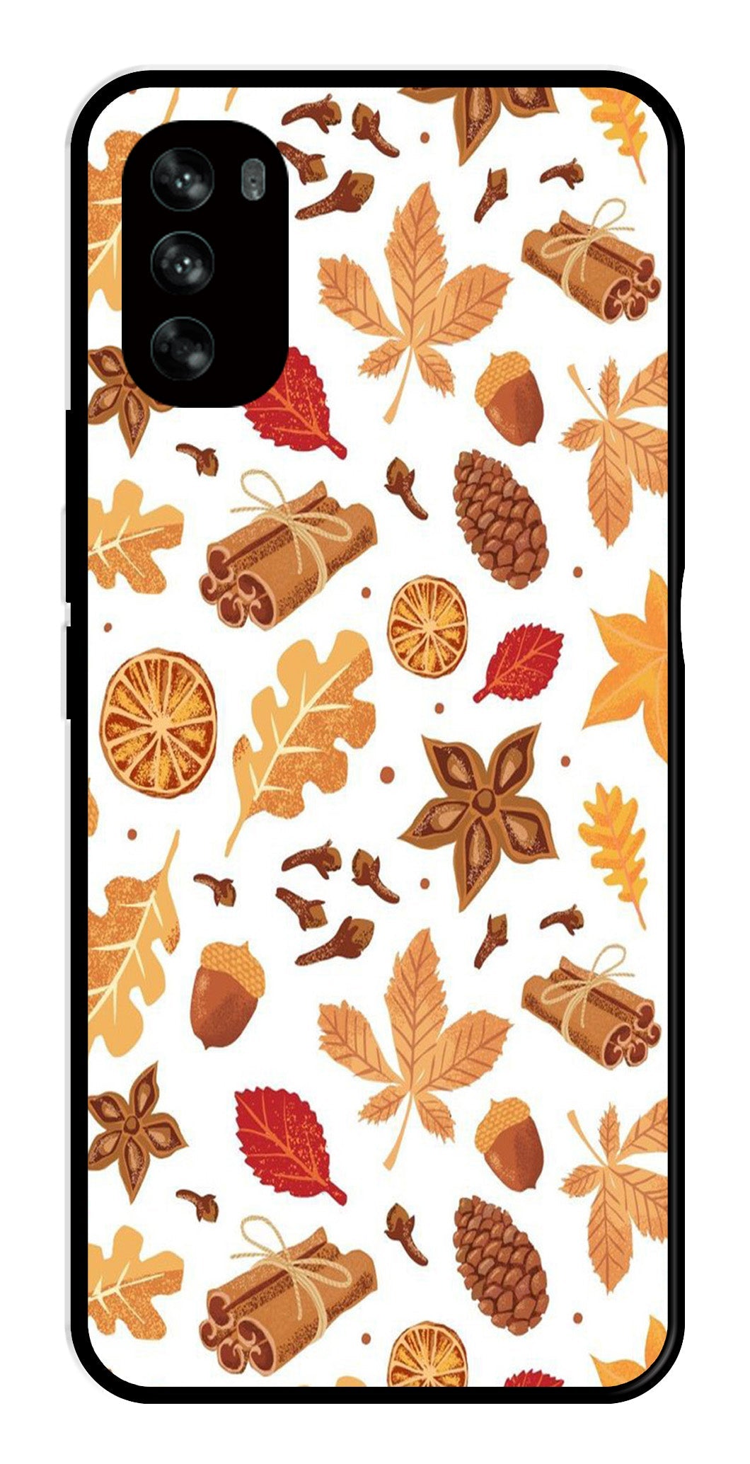 Autumn Leaf Metal Mobile Case for Moto G62   (Design No -19)