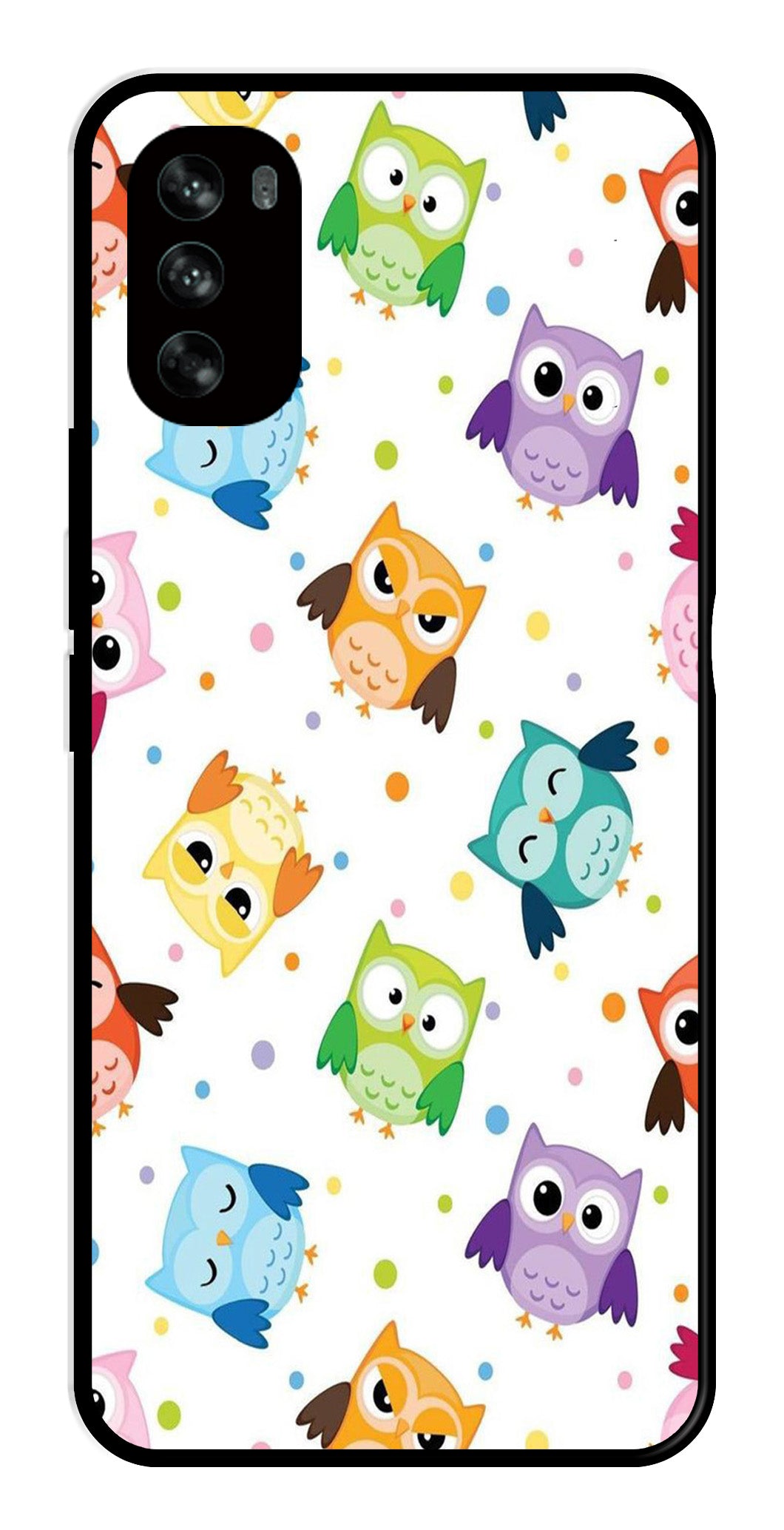 Owls Pattern Metal Mobile Case for Moto G62   (Design No -20)