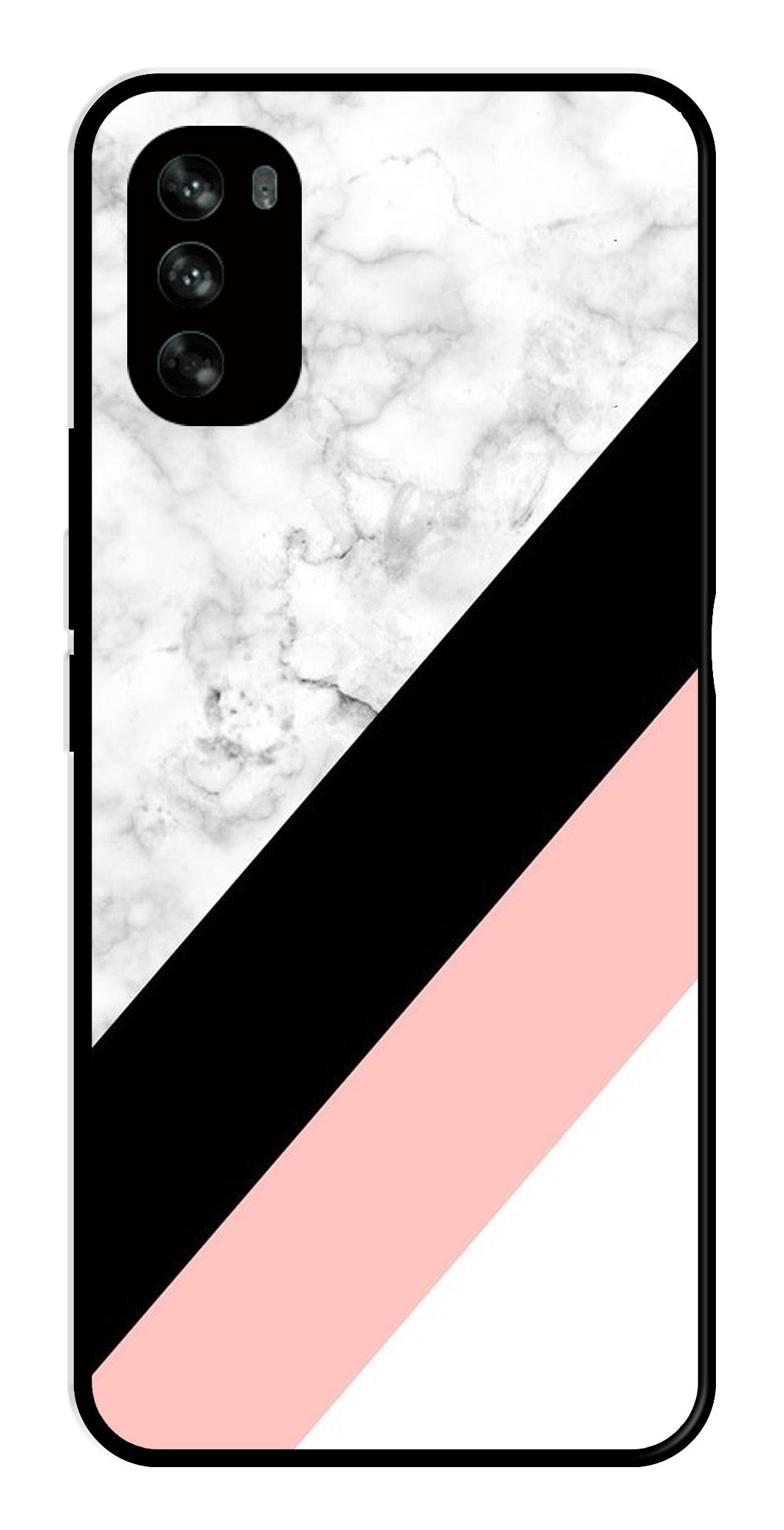 Marble Design Metal Mobile Case for Moto G62   (Design No -24)