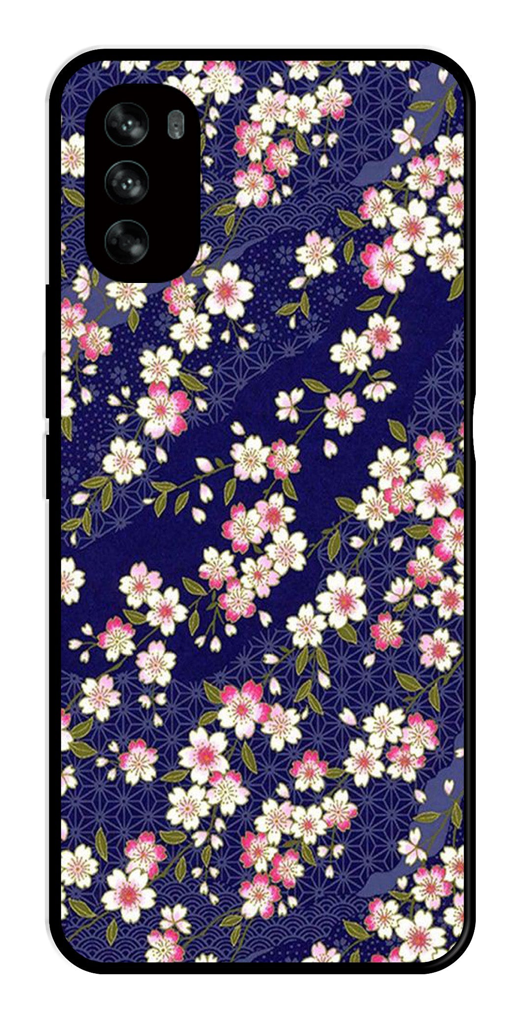 Flower Design Metal Mobile Case for Moto G62   (Design No -25)