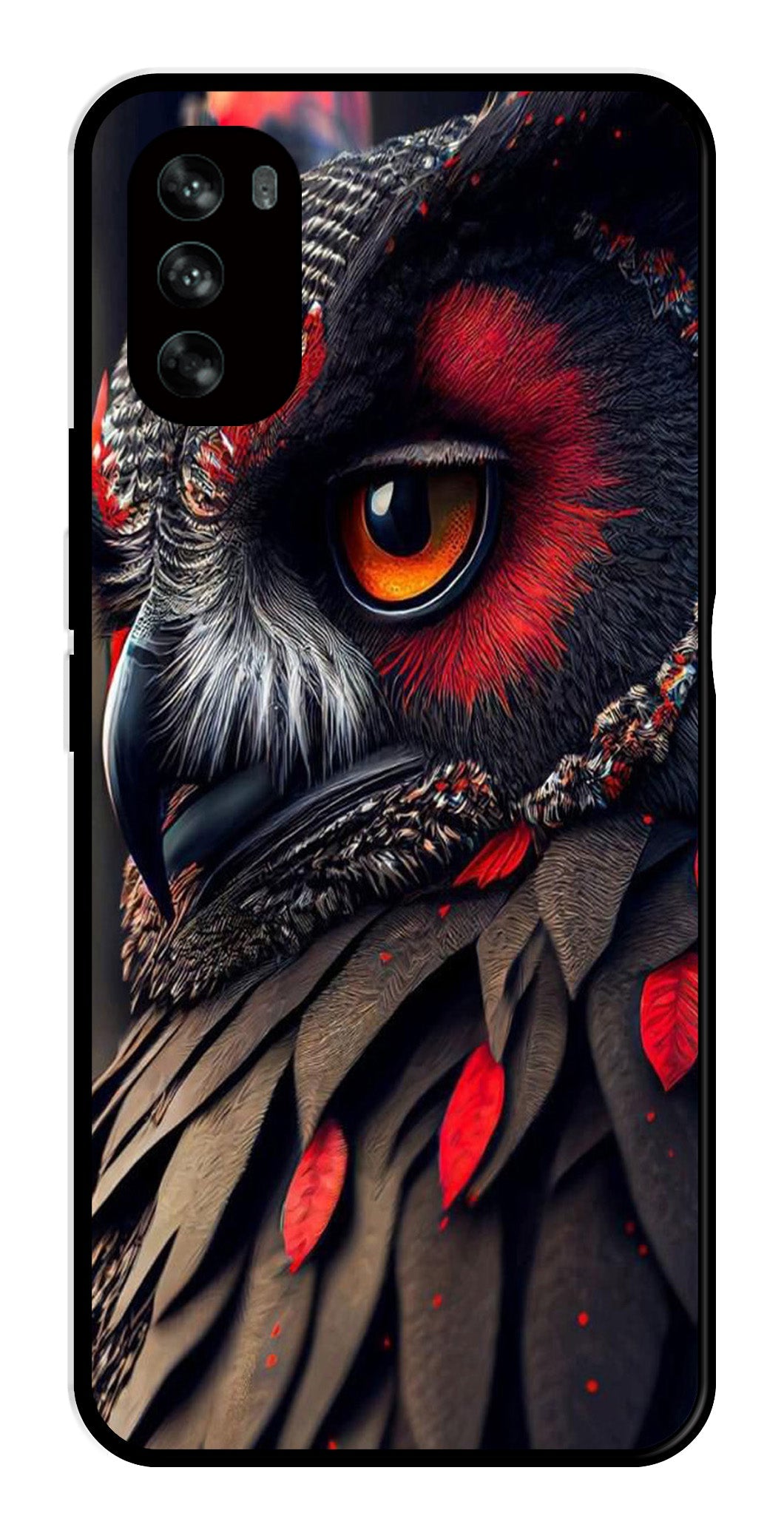 Owl Design Metal Mobile Case for Moto G62   (Design No -26)