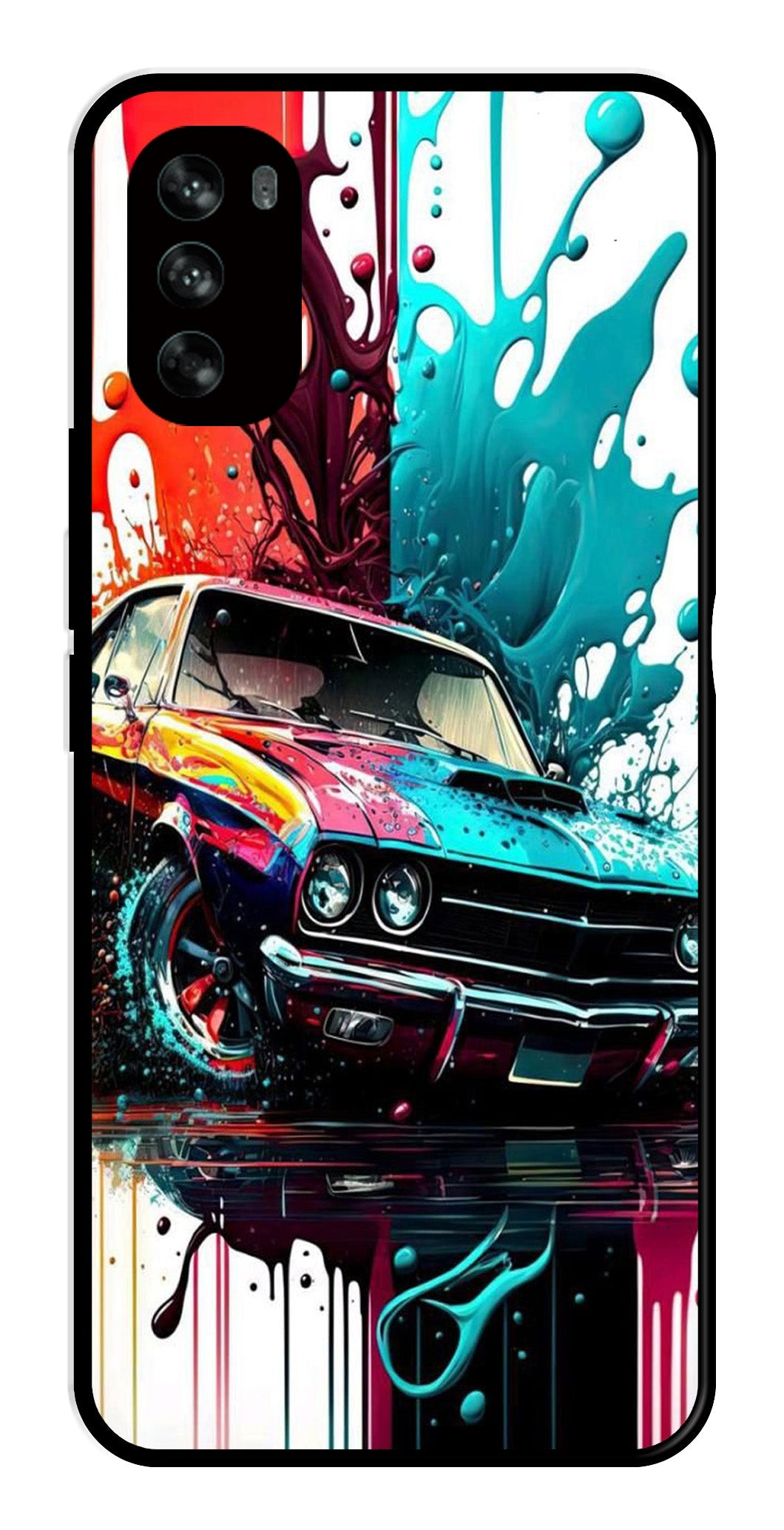 Vintage Car Metal Mobile Case for Moto G62   (Design No -29)