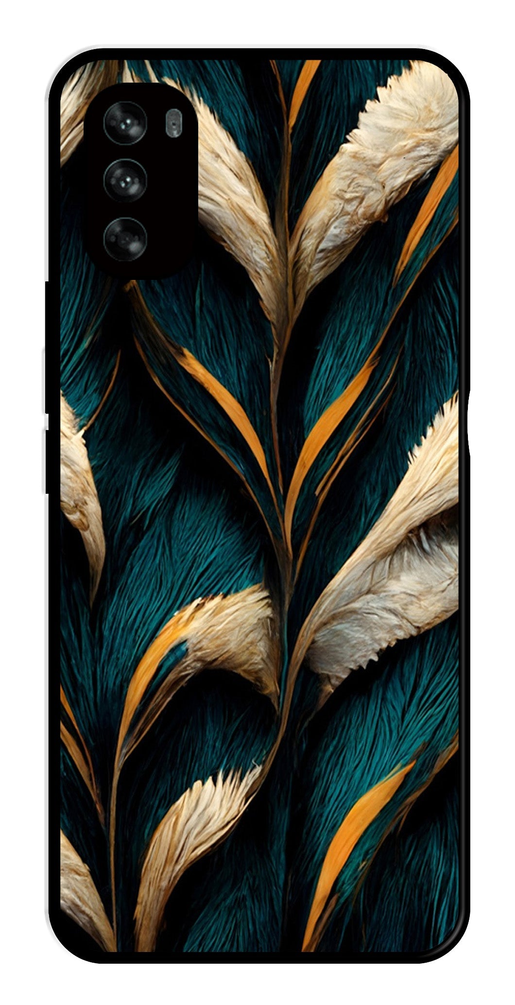 Feathers Metal Mobile Case for Moto G62   (Design No -30)