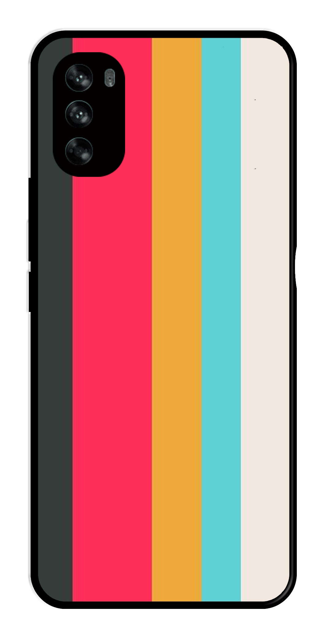 Muted Rainbow Metal Mobile Case for Moto G62   (Design No -31)