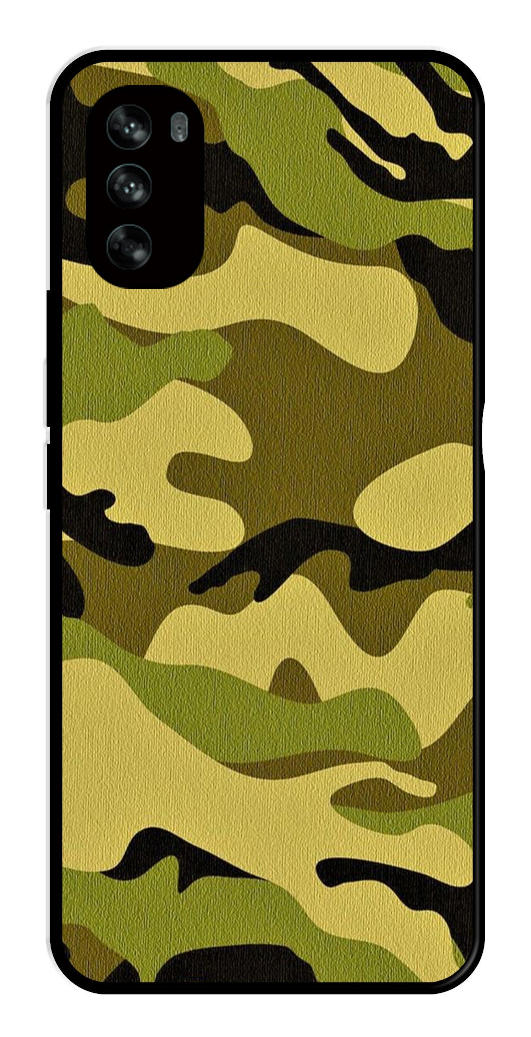 Army Pattern Metal Mobile Case for Moto G62   (Design No -35)