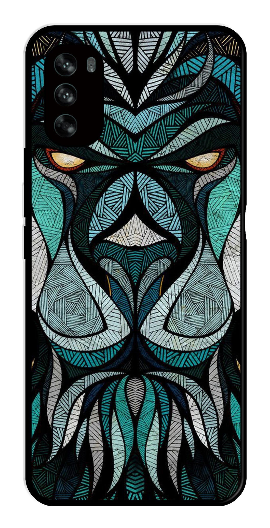 Lion Pattern Metal Mobile Case for Moto G62   (Design No -40)