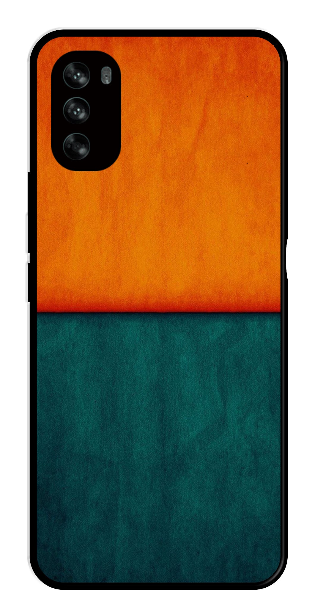 Orange Green Pattern Metal Mobile Case for Moto G62   (Design No -45)