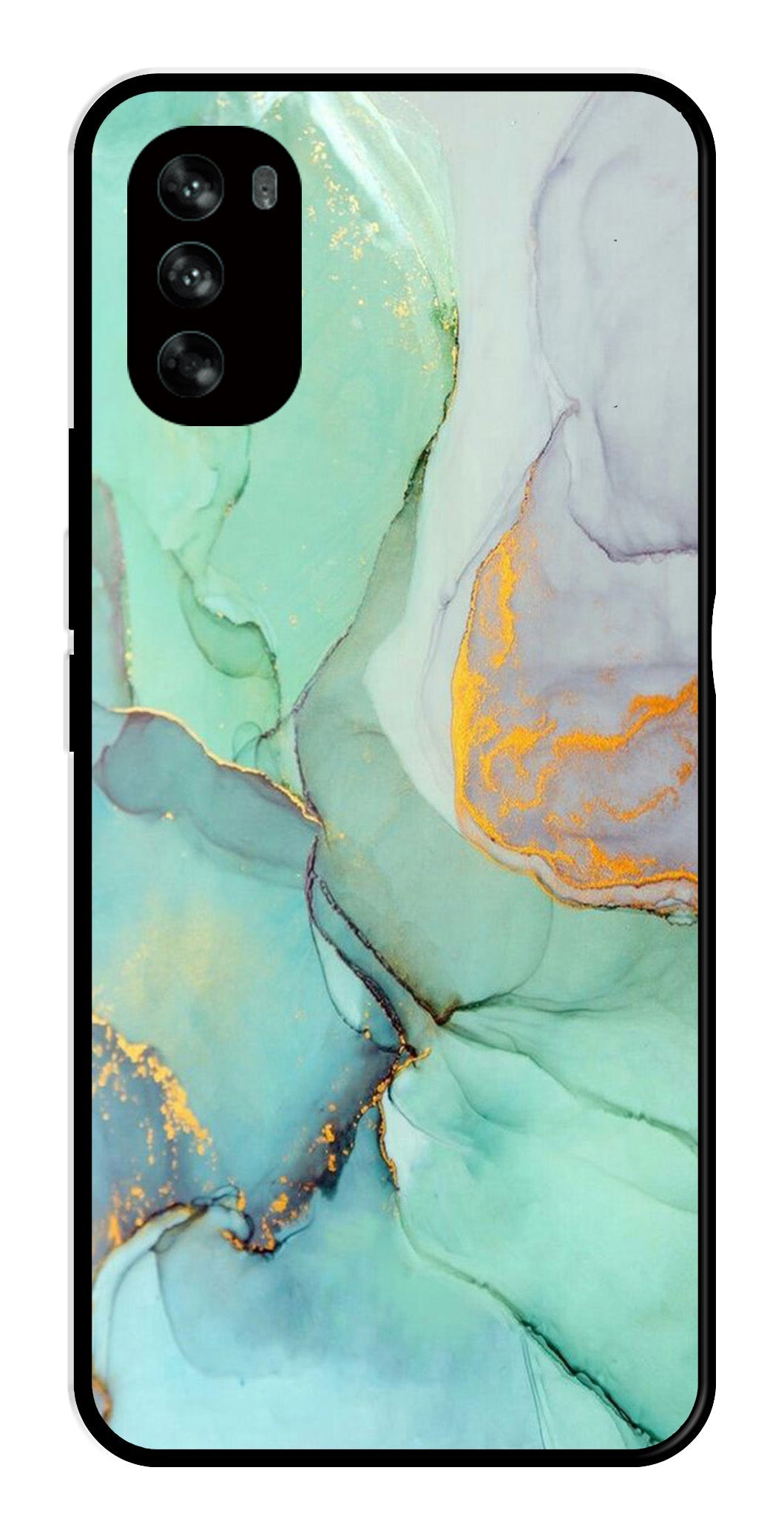 Marble Design Metal Mobile Case for Moto G62   (Design No -46)