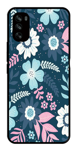 Flower Leaves Design Metal Mobile Case for Moto G62   (Design No -50)