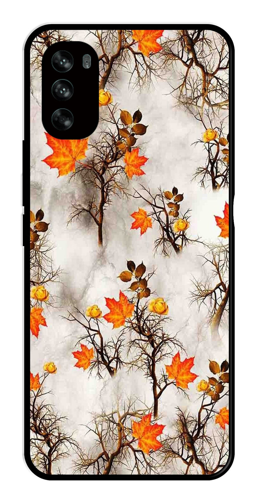 Autumn leaves Metal Mobile Case for Moto G62   (Design No -55)