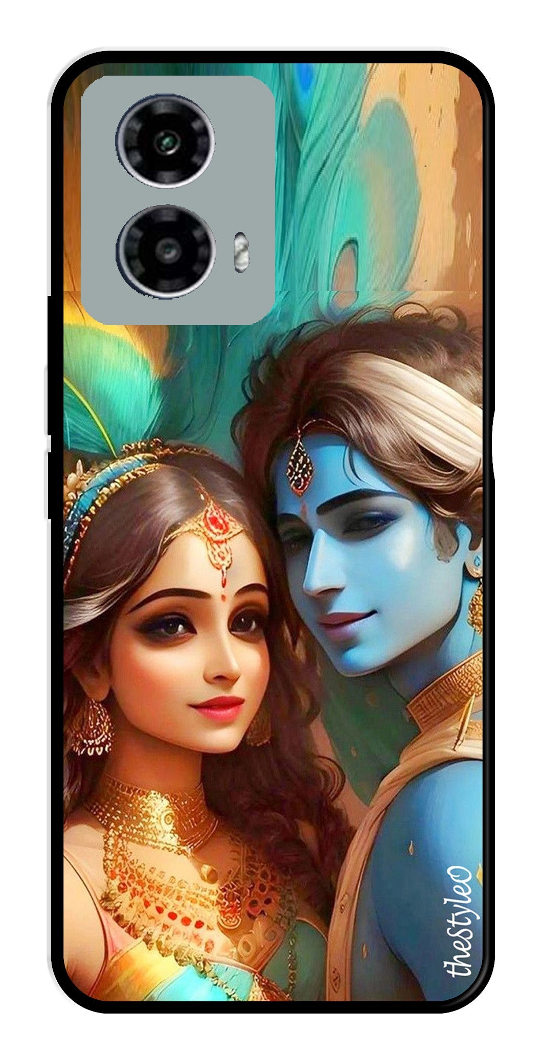 Lord Radha Krishna Metal Mobile Case for Moto G13 (Design No -01)