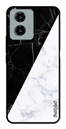 Black White Marble Design Metal Mobile Case for Moto G13