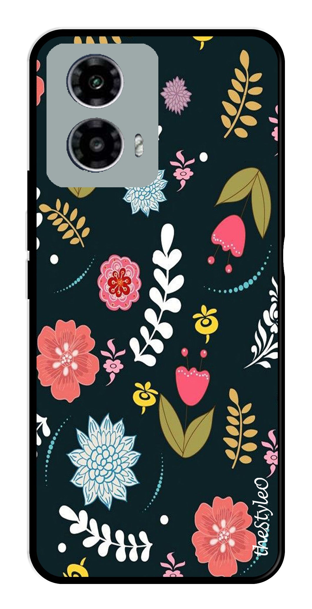 Floral Pattern2 Metal Mobile Case for Moto G13 (Design No -12)