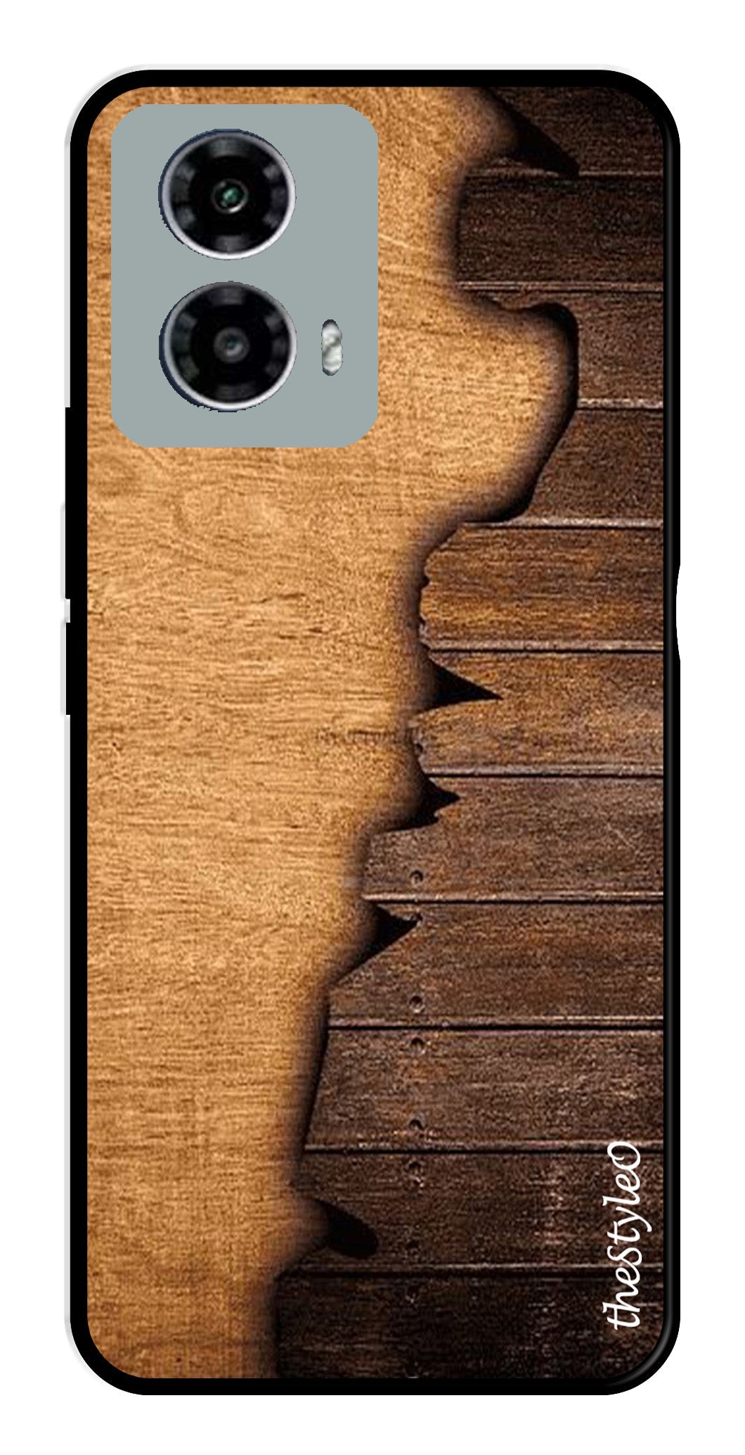 Wooden Design Metal Mobile Case for Moto G13 (Design No -13)