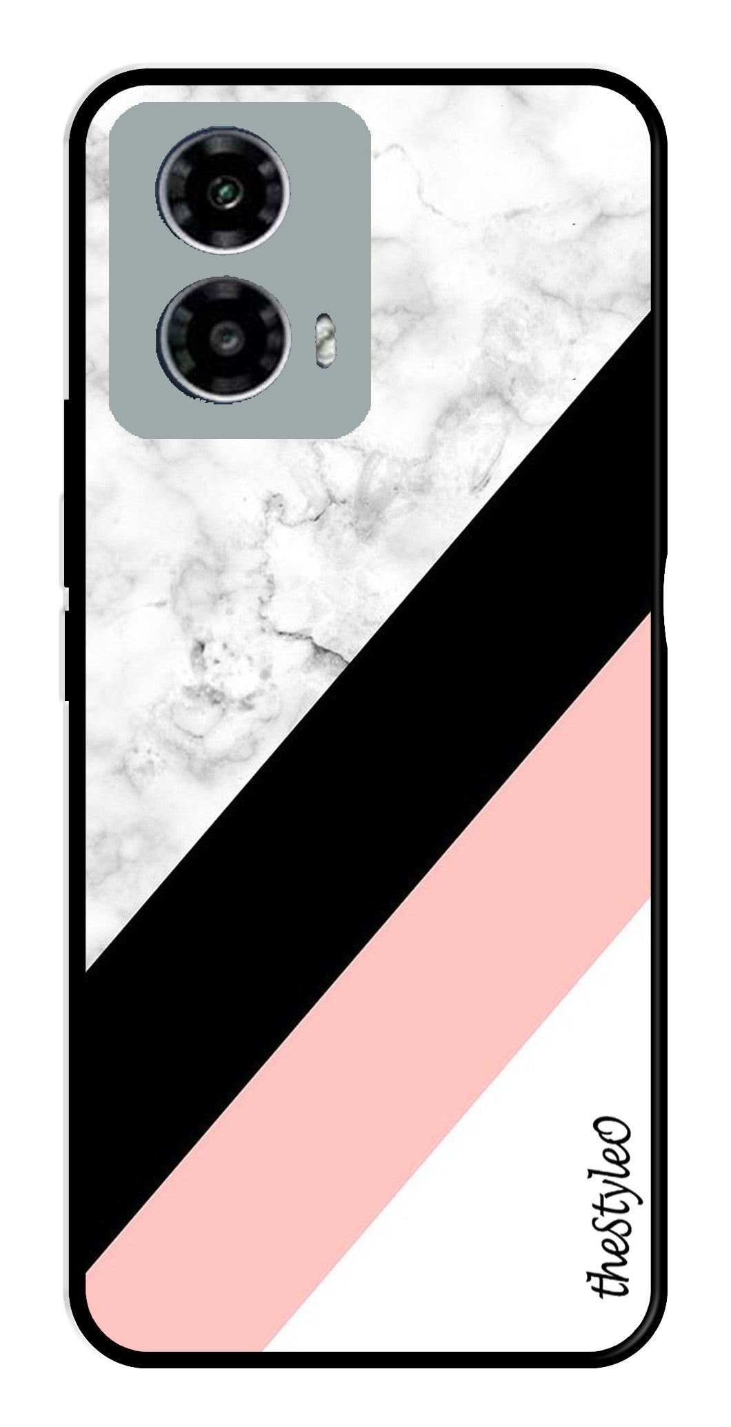 Pink Pattern Metal Mobile Case for Moto G13 (Design No -23)