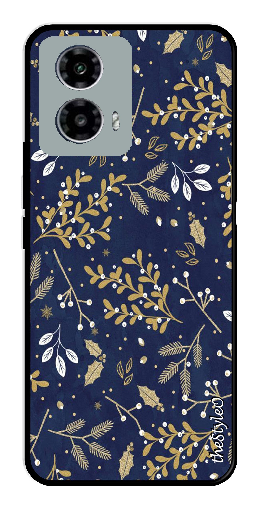 Leaves Design Metal Mobile Case for Moto G13 (Design No -51)