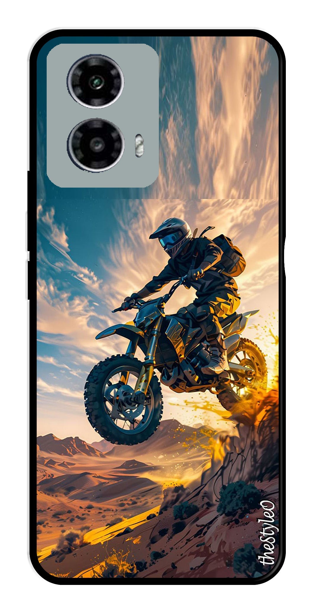 Bike Rider Metal Mobile Case for Moto G13 (Design No -59)