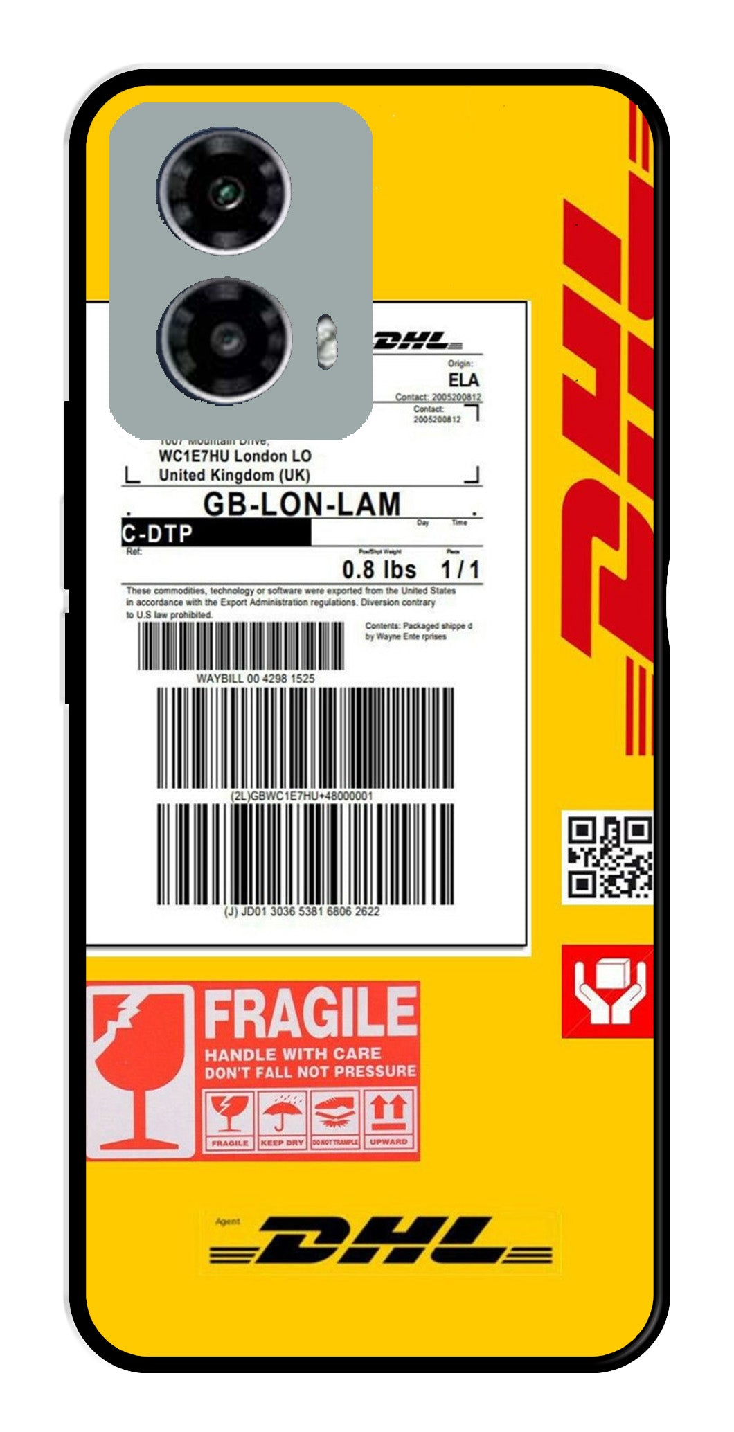 DHL Label Metal Mobile Case for Moto G13 (Design No -61)