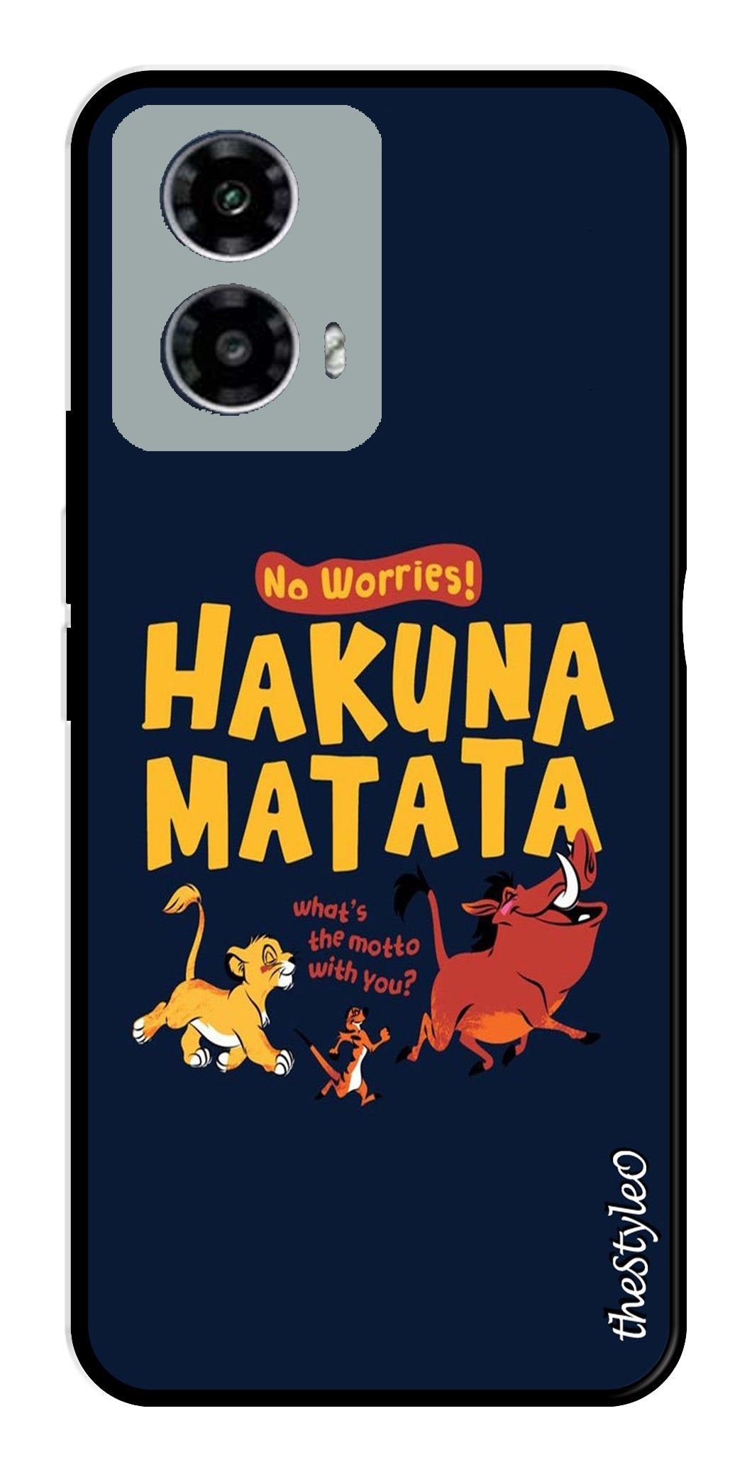 Hakuna Matata Metal Mobile Case for Moto G13 (Design No -62)