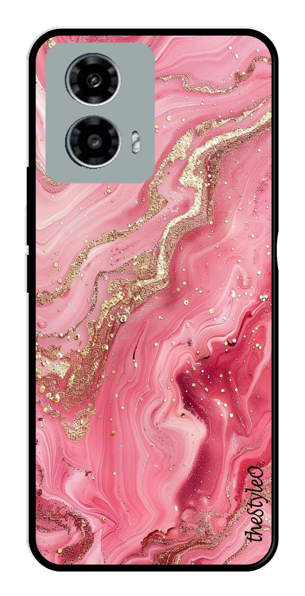 Pink Marble Metal Mobile Case for Moto G13 (Design No -66)