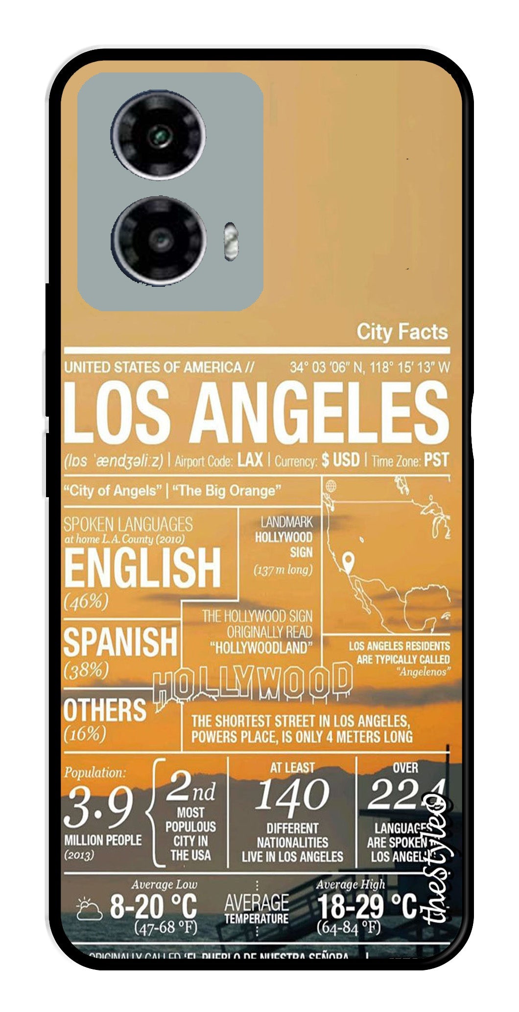 Los Angeles Metal Mobile Case for Moto G13 (Design No -68)