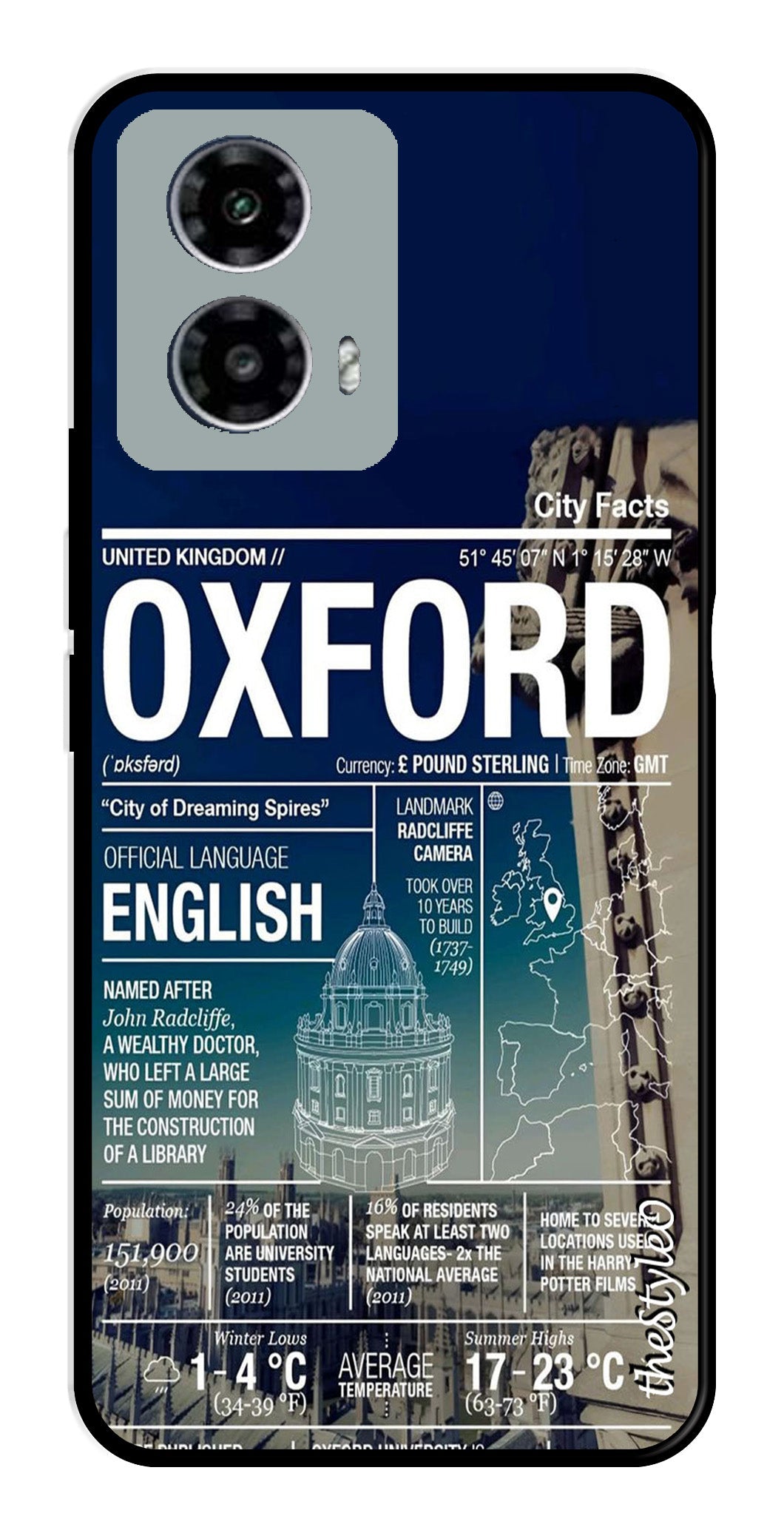 Oxford Metal Mobile Case for Moto G13 (Design No -70)