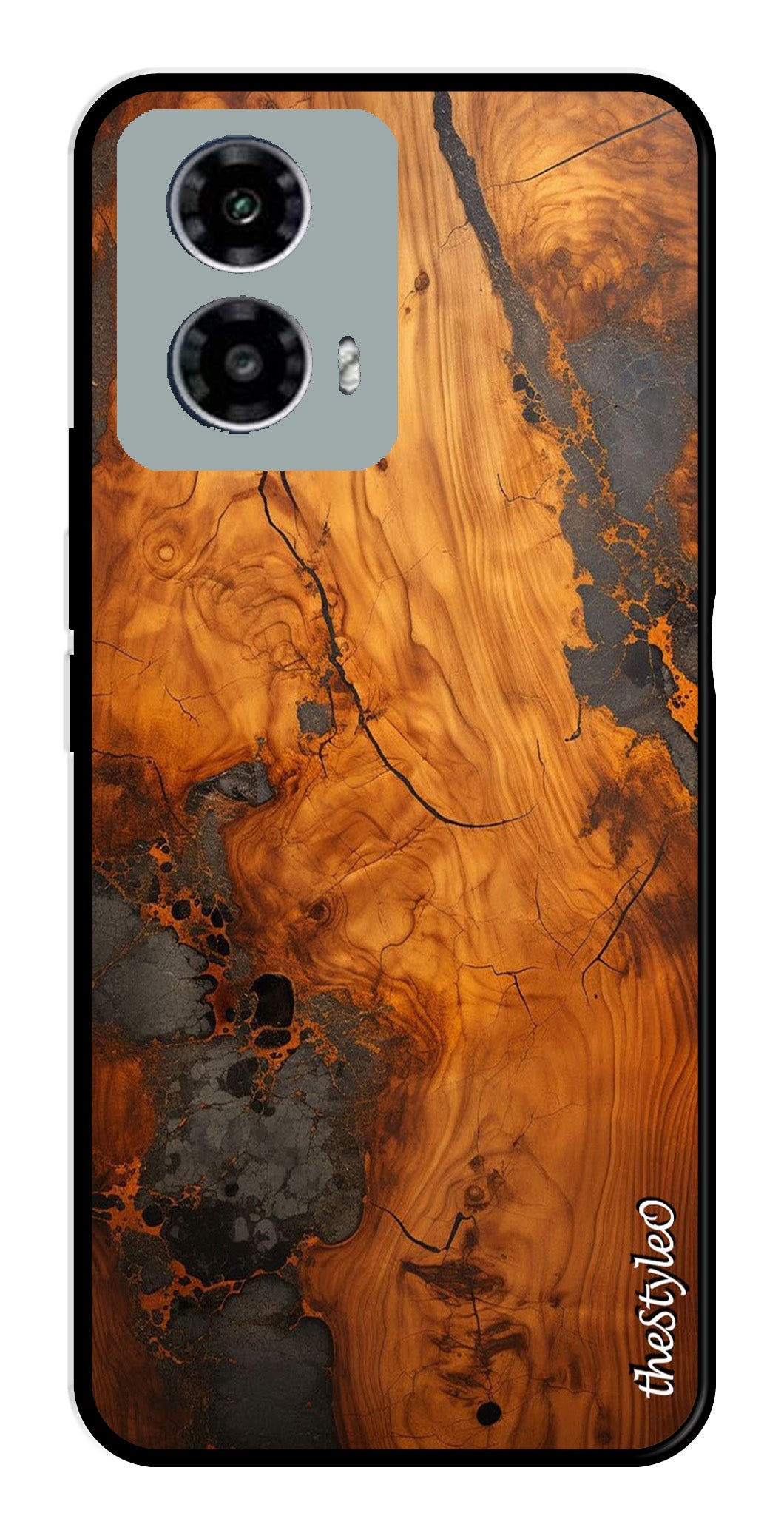 Wooden Design Metal Mobile Case for Moto G13 (Design No -74)