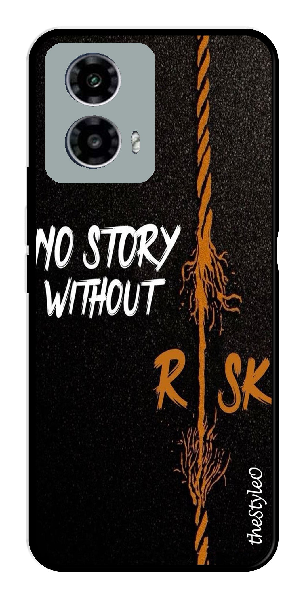 No Story without Risk Metal Mobile Case for Moto G13 (Design No -82)